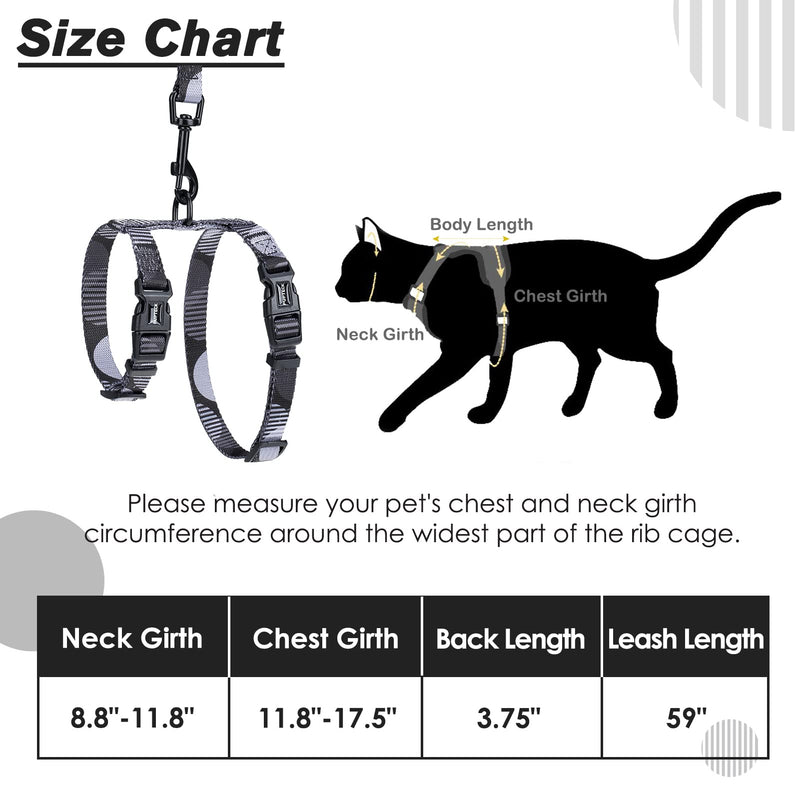 PUPTECK Cat Harness and Leash Set - Escape Proof Lightweight Kitty Harness, Adjustable for Cats Small Puppies Walking Training Dark Grey - BeesActive Australia