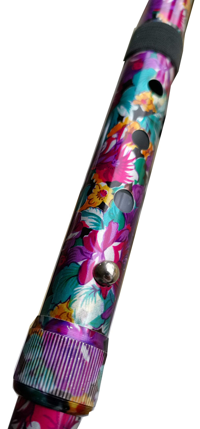 Deluxe Folding Compact 4-part Ladies Walking Stick, Stunning Floral Print with a Unique Ergonomic Easy-Grip Moulded Handle and Adjustable Height Walking Cane for Women - 32.5” – 37” Black/Brown Floral - BeesActive Australia