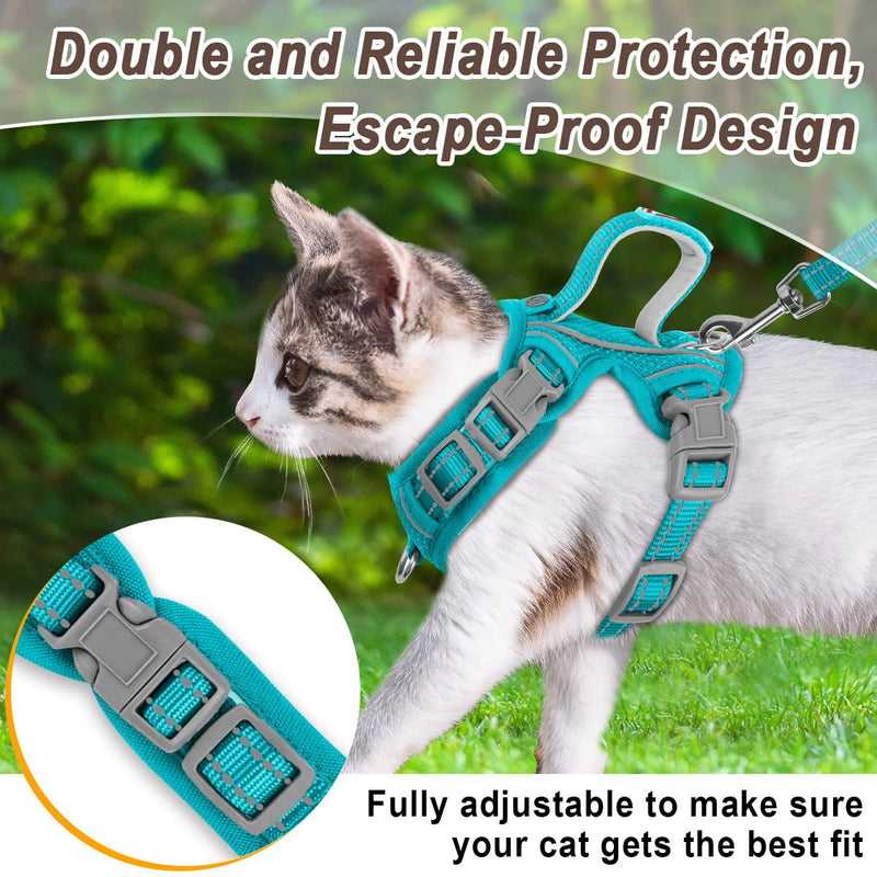 Cat Harness and Leash Set for Walking Escape Proof for Small Large cat Kitten Harness with ID tag Pocket X-Small Blue - BeesActive Australia