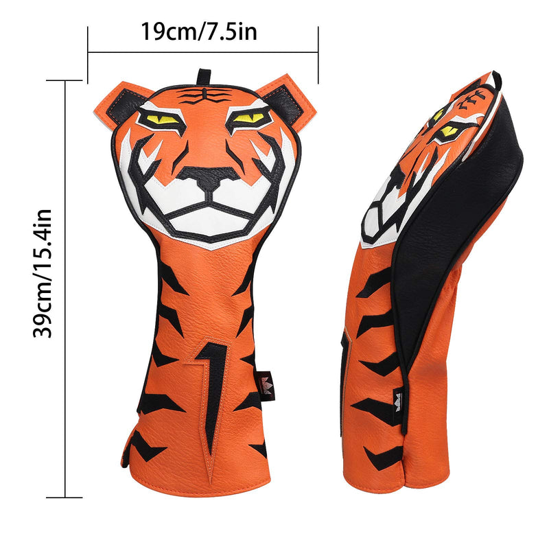 Craftsman Golf Orange/Black Synthetic Leather Tiger Animal Headcover for Driver Fairway Hybrids #1 Driver Cover - BeesActive Australia