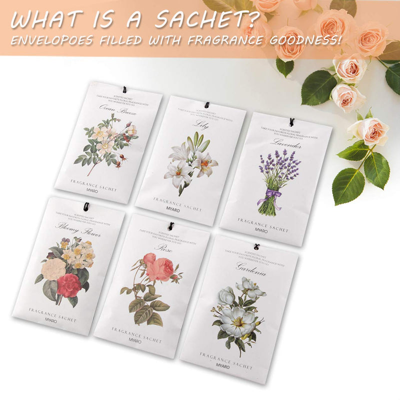 MYARO 12 Packs Scented Sachets for Drawer and Closet, Long-Lasting Sachets Bags Home Fragrance Sachet 6 Scents Option- Lavender, Rose, Jasmine, Ocean, Gardenia, Lily - BeesActive Australia