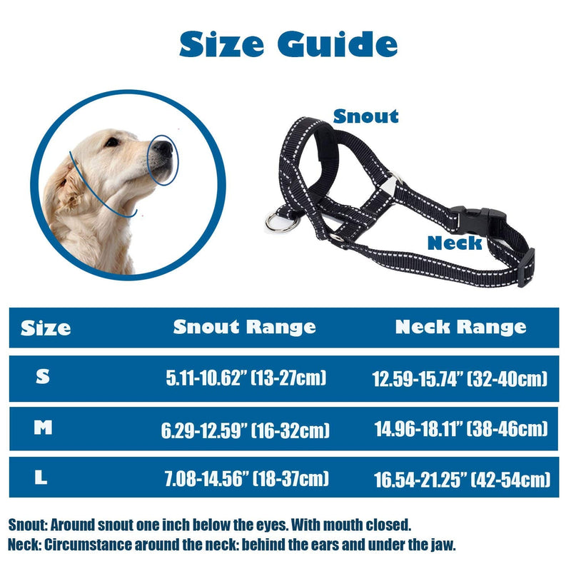 wintchuk Dog Head Collar, Head Collar with Reflective Strap to Stop Pulling for Small Medium and Large Dogs, Adjustable L Black - BeesActive Australia
