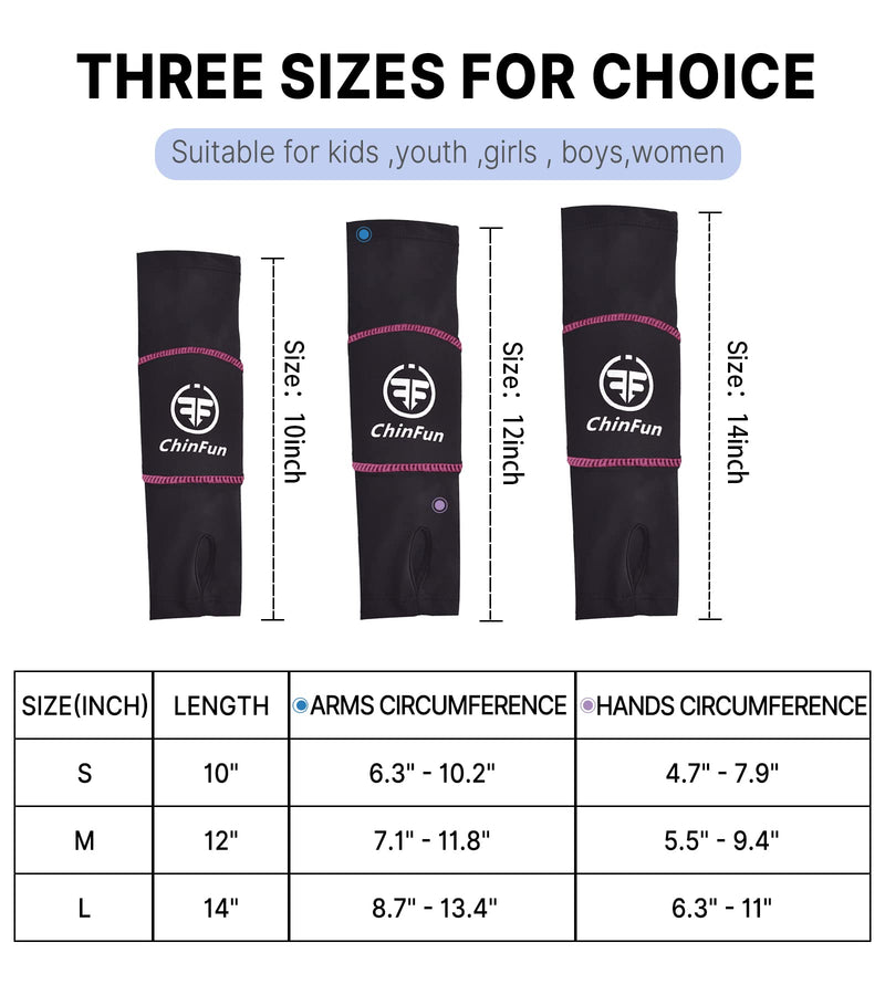 ChinFun Volleyball Arm Sleeves Passing Forearm Sleeves with Protection Pad Volleyball Gear for Youth Girls Women 1 Pair Black & Fushcia 12" - BeesActive Australia