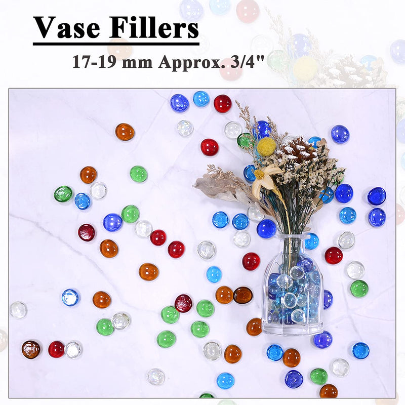 KINGOU Flat Glass Marbles, 15.5 OZ Premium Mixed Color Glass Flat Gems Vase Filler Beads Aquarium Pebbles DIY Craft Table Scatter Décor, (17-19mm, Approx. 3/4") … Flat Glass Beads - BeesActive Australia
