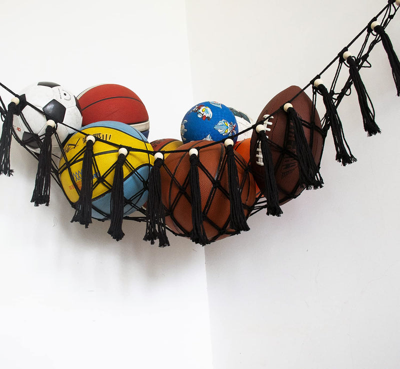 Sport Ball Storage Hammock Hanging Net for Ball Holder Rack Corner, Display Wall Storage for Soccer, Basketball, Volleyball, Rugby, Football - BeesActive Australia