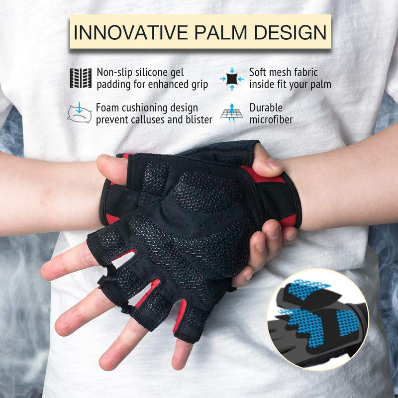 Atercel Workout Gloves for Men and Women, Exercise Gloves for Weight Lifting, Cycling, Gym, Training, Breathable and Snug fit Red Small - BeesActive Australia