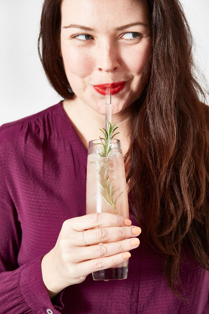 Halm Glass Straws - 6x Reusable 8 inch Drinking Straws clear + Plastic-Free Cleaning Brush - Made in Germany - Dishwasher Safe - Straight - Perfect for Smoothies, Cocktails - BeesActive Australia