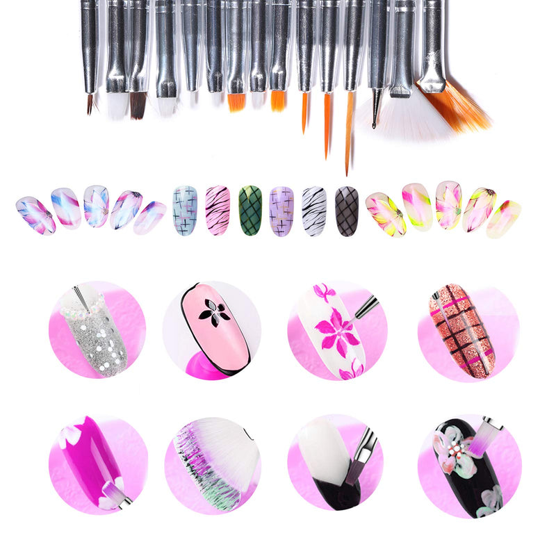 ONNPNN 31 Piece Nail Painting Brushes and French Nail Edge Trimmer Kit, Nail Art Dotting Pens Nail Striping Flower Drawing Brush, Acrylic Gel False Tips Trimmer Nails Edge Cutter Clipper Manicure Tool - BeesActive Australia