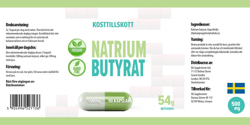 Hepatica Sodium Butyrate 500mg 90 Vegan Capsules 385mg Butyric Acid, 3rd Party Lab Tested, High Strength Supplement, Gluten and GMO Free - BeesActive Australia