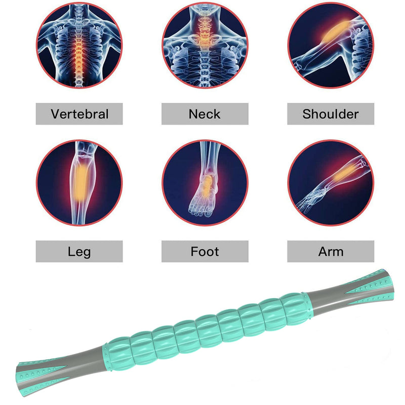 Muscle Roller, Massage Roller Stick for Athletes, Help Reducing Muscle Soreness Cramping Tightness Leg Arms Back Calves Muscle Massager (Cyan Gray) Cyan Gray - BeesActive Australia