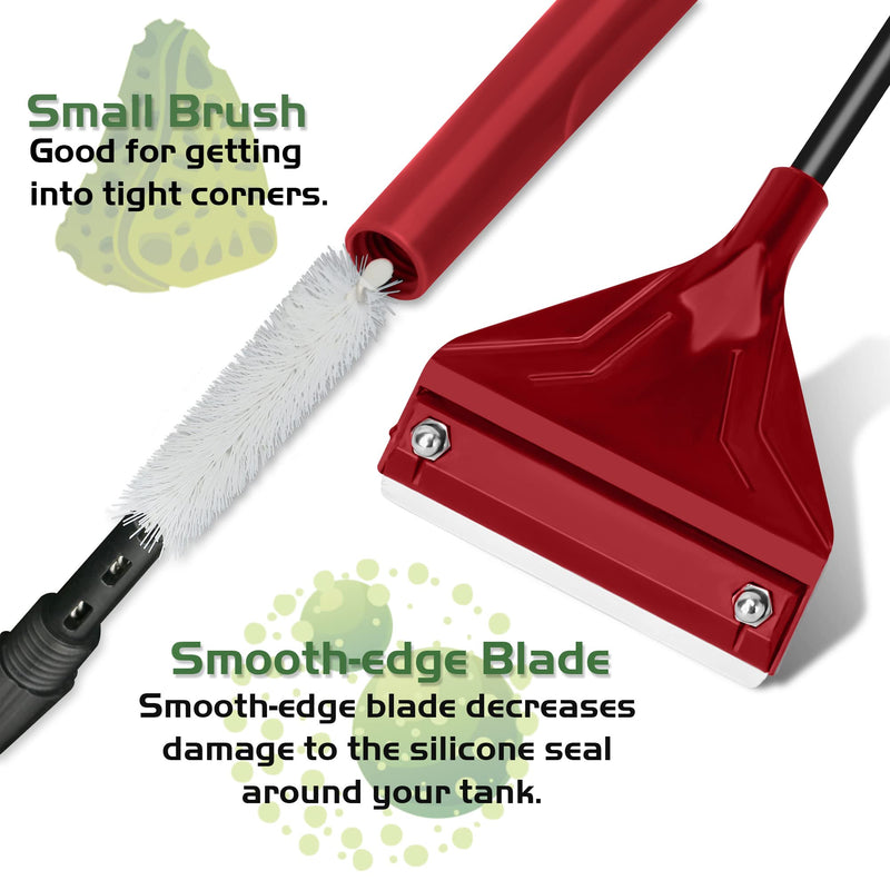 NEPTONION 24.5’’ Professional Algae Scraper, Aquarium Blade Cleaner with 10 Pcs Replaceable Blades Stubborn Algae, Suitable for Water Tank Size Above 30 Gallons L Red - BeesActive Australia