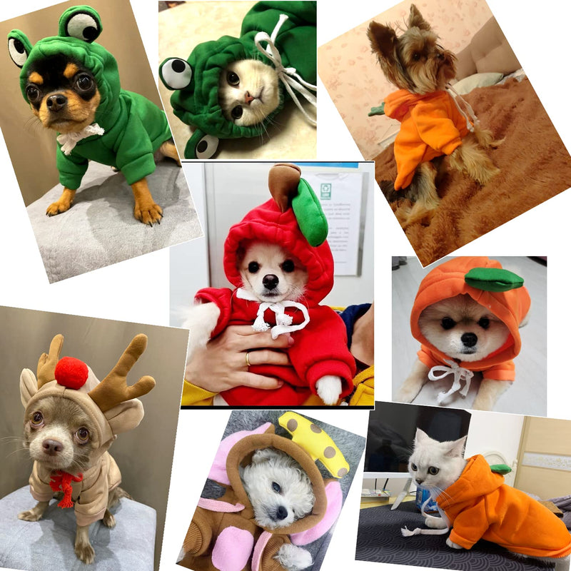 Pet Clothes Dogs Hoodie Sweatshirt - Fruit Shape Cold Weather Clothes Costume Outfit for Puppy Cats Small MediumDog Red Apple Medium - BeesActive Australia