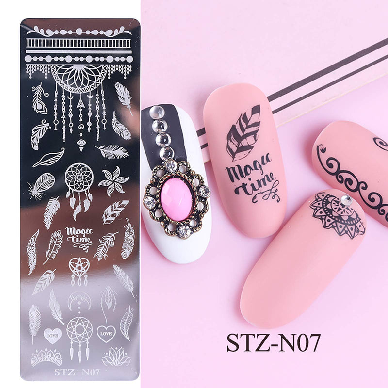 Nail Stamper Set 5PCS Nail Stamping Plates + 1 Stamper + 1 Scraper Lace,Butterfly Leaf Flower Rose Feather Nail Design For Acrylic Nail Supplies,DIY Nail Decoration Equipment Tool - BeesActive Australia