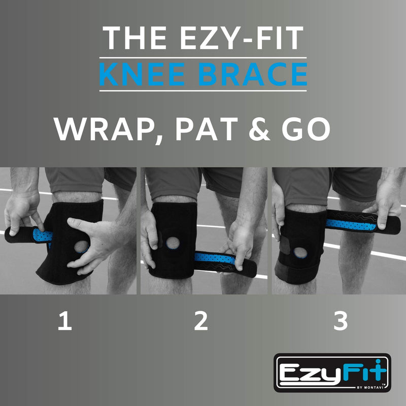EzyFit Knee Brace Support Dual Stabilizers & Open Patella - Adjustable Breathable Neoprene for ACL Meniscus Tear Injury Recovery Comfort Fit-Black/Blue,Extra Large - 16" - 24" Extra Large - 16" - 24" - BeesActive Australia