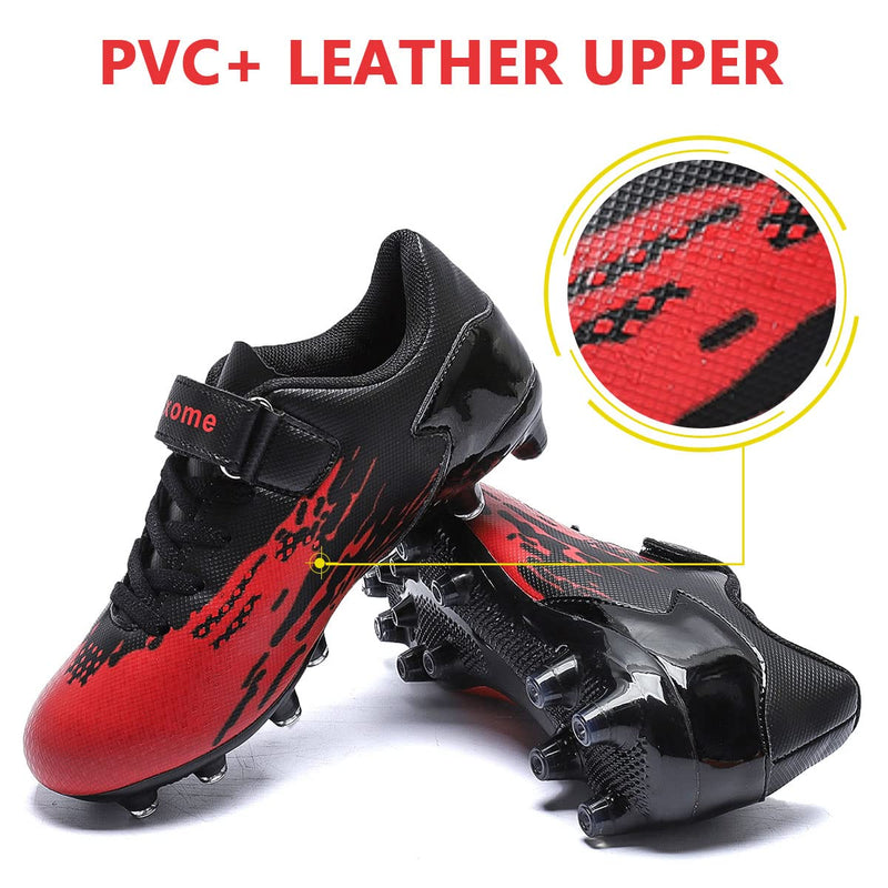 ziitop Kids Soccer Shoes for Boys Girls Youth Football Cleats Outdoor & Indoor Baseball Shoes, Lightweight Breathable Conical Studs, Running & Training for Students (Little Kids/Big Kids) 4 Big Kid Blackred - BeesActive Australia