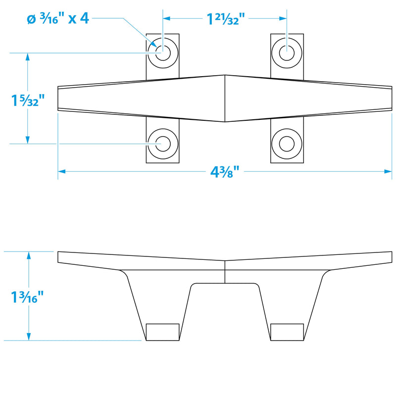 [AUSTRALIA] - SEACHOICE 30561 Stainless Steel Hollow Base 4.5-Inch Boat Dock and Anchor Line Cleat 