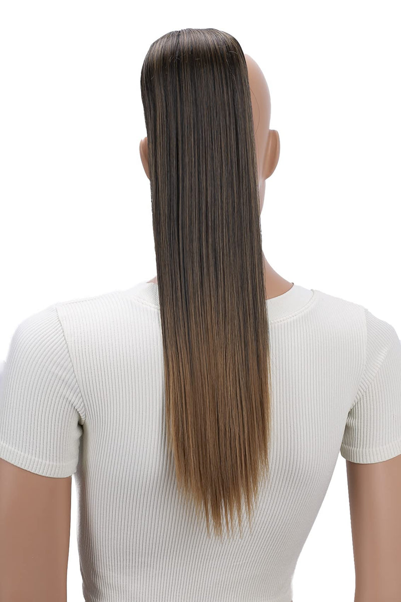 PRTTYSHOP 22" Hairpiece Ponytail Extension Drawstring Voluminous Straigth Brown Mix PH524 brown mix #1BT27B PH524 - BeesActive Australia