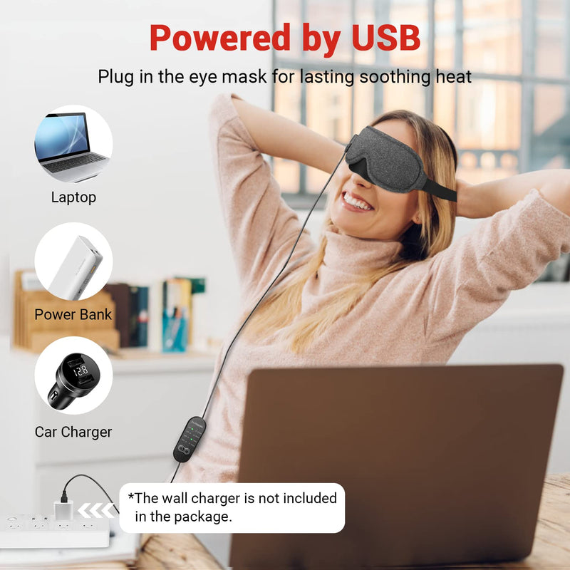 DR.PREPARE Heated Eye Mask, Electric USB Cotton Eye Compress Heating Pad with Smart Temperature & Timer Control, Earplugs for Sleep, Dry Eyes, Blepharitis, Dark Circles and Puffy Eyes - BeesActive Australia