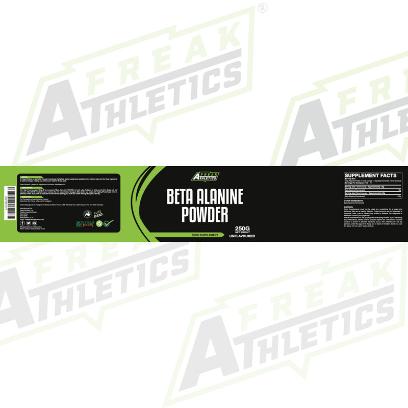 Beta Alanine Powder 250g by Freak Athletics - Premium Beta Alanine Supplement for Strength & Endurance - Suitable for Men & Women - UK Made - BeesActive Australia