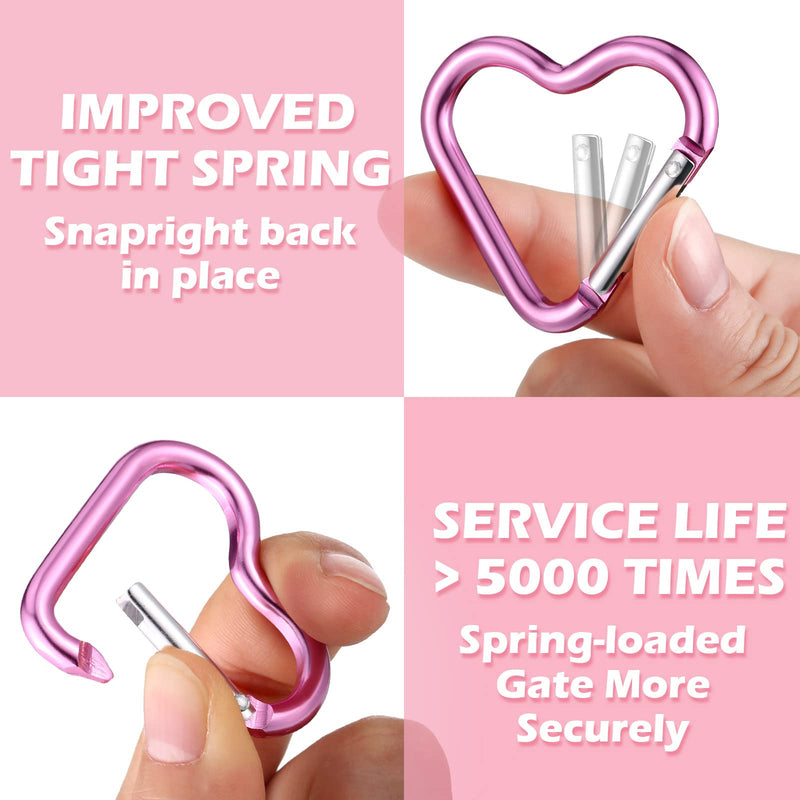 20pcs Heart Shaped Snap Hook Heart Key Ring Keychain Hook Clip Key Holder for Outdoor Traveling Walking Hammock Dog Leash Water Bottles Holder Supplies - BeesActive Australia