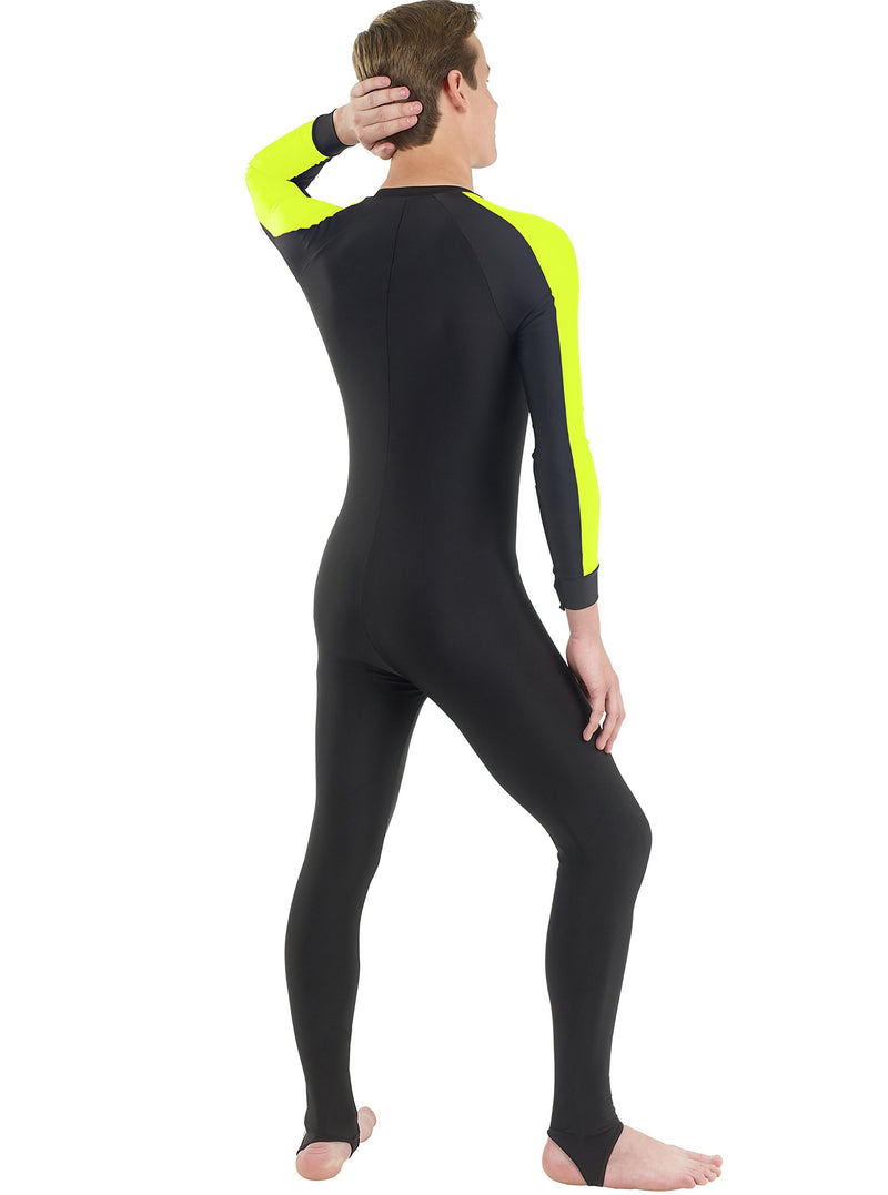 [AUSTRALIA] - Phantom Aquatics Snorkeling Swim Lycra Skin Full Suit Wetsuit Medium Black Yellow 