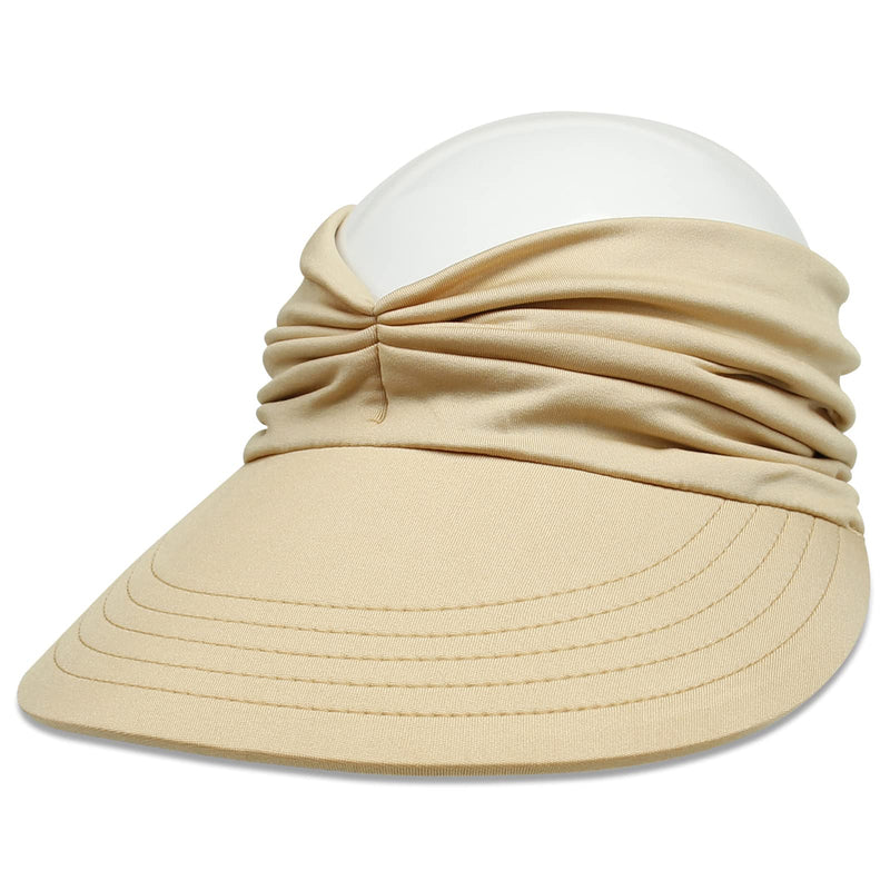 Muryobao Womens Sun Visor Hat Wide Brim Summer UPF 50+ UV Protection Beach Sport Cap Beige - BeesActive Australia