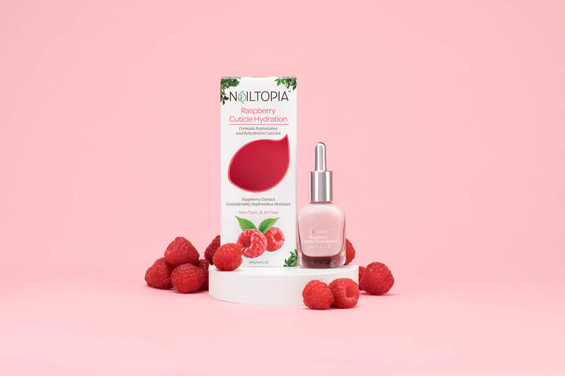 Nailtopia - Cuticle Hydration - Replenishes and Rehydrates - Plant-Based, Non Toxic, Bio-Sourced, Nourishing & Moisturizing Superfood Treatment - Raspberry Extract (Clear) - 0.41 oz - BeesActive Australia