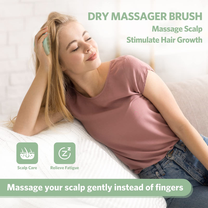 Sndyi Silicone Scalp Massager Shampoo Brush, Scalp Brush for Hair Growth and Head Massage, Scalp Scrubber/Exfoliator for Dandruff Removal, Silicone Hair Scalp Massager, Wet & Dry Use, Fir Green - BeesActive Australia