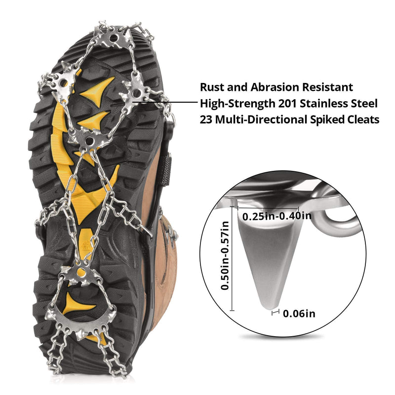 Crampons Ice Cleats Safety Traction Cleats Snow Ice Grips 23 Spikes fit Boots/Shoes for Women Men Hiking Walking black Medium (Boot Size: M <7/W <8) - BeesActive Australia