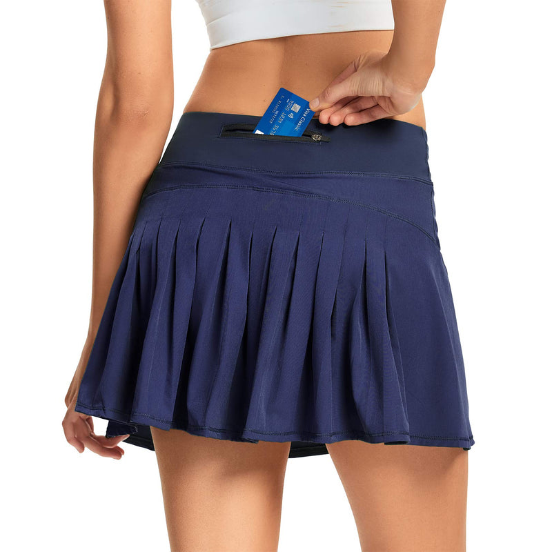 Womens Mini Pleated Tennis Skirt Skater Athletic Sports Skirt High Waisted Golf Skorts Skirts Dark Blue Large - BeesActive Australia