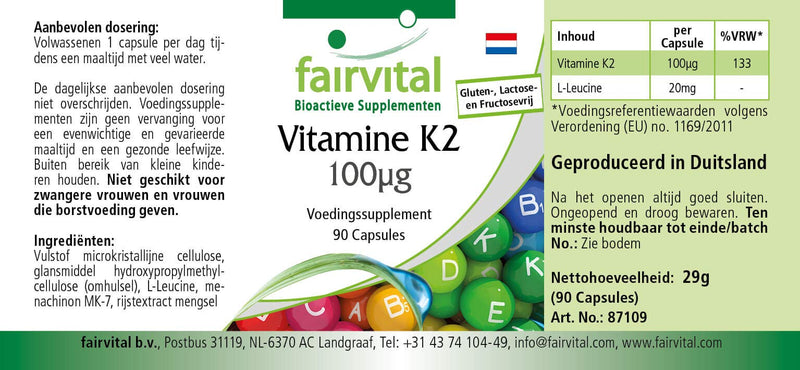 Vitamin K2 100mcg - Bulk Pack for 3 Months - Vegan - 90 Capsules - menaquinone from natto - BeesActive Australia