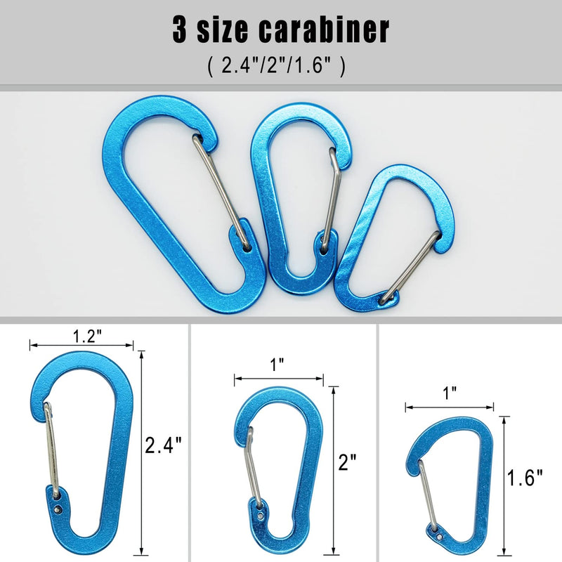 1.6"/2"/2.4" Aluminum Alloy Multi-Use Carabiner Clips, Small Carabeaner Keychain Hooks for Home Rv Camping Fishing Traveling 1.6"/2"/2.4" 15 - BeesActive Australia