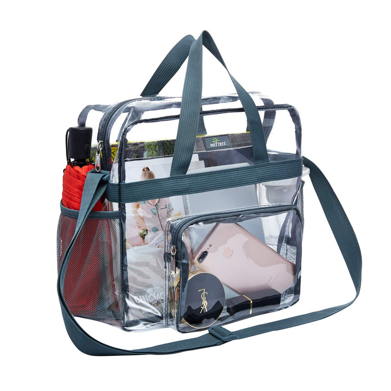 MAY TREE Clear Bag Stadium Approved, Transparent Tote Bag and See Through Tote Bag for Work, Sports Games and Concerts-12 x12 x6 (Gray) - BeesActive Australia