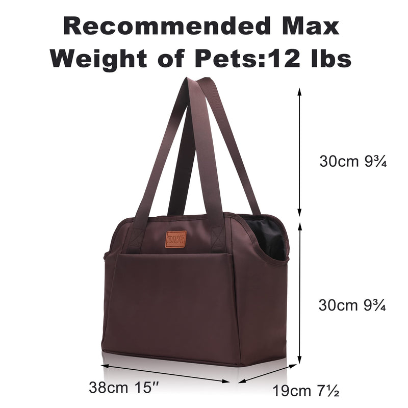 FDJASGY Dog Purse Carrier with Pocket and Safety Tether,Soft-Sided Small Dog Carrier for Small Medium Pet Outdoor Shopping Tote Bag Coffee - BeesActive Australia