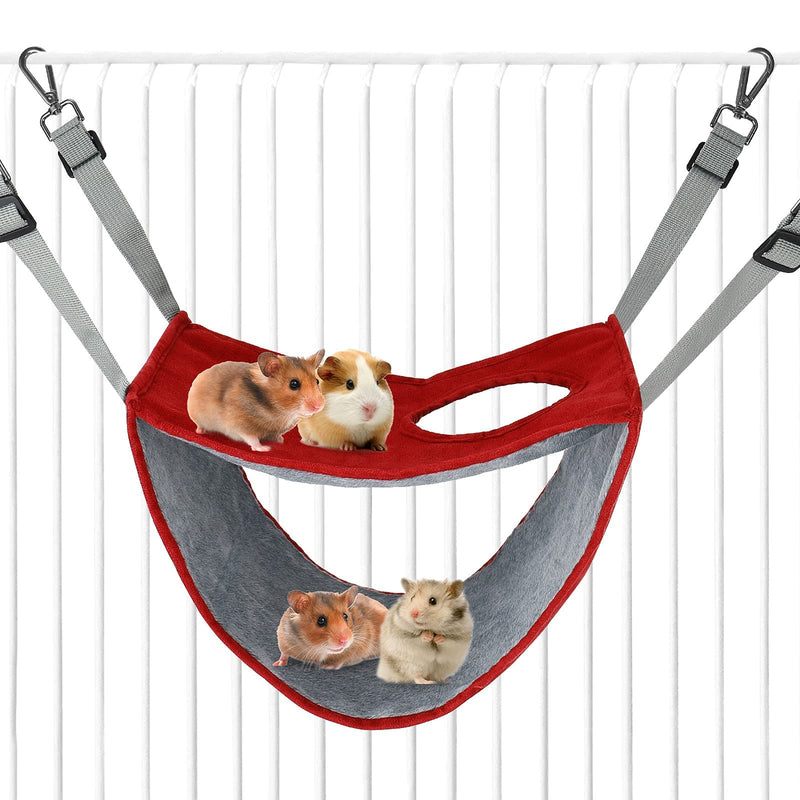 Petmolico Ferret Bunkbed Hammock, Hamster Swing Snuggle Bed Cage Accessories for Rat Guinea Pig Sugar Glider Squirrel Chinchilla Red - BeesActive Australia