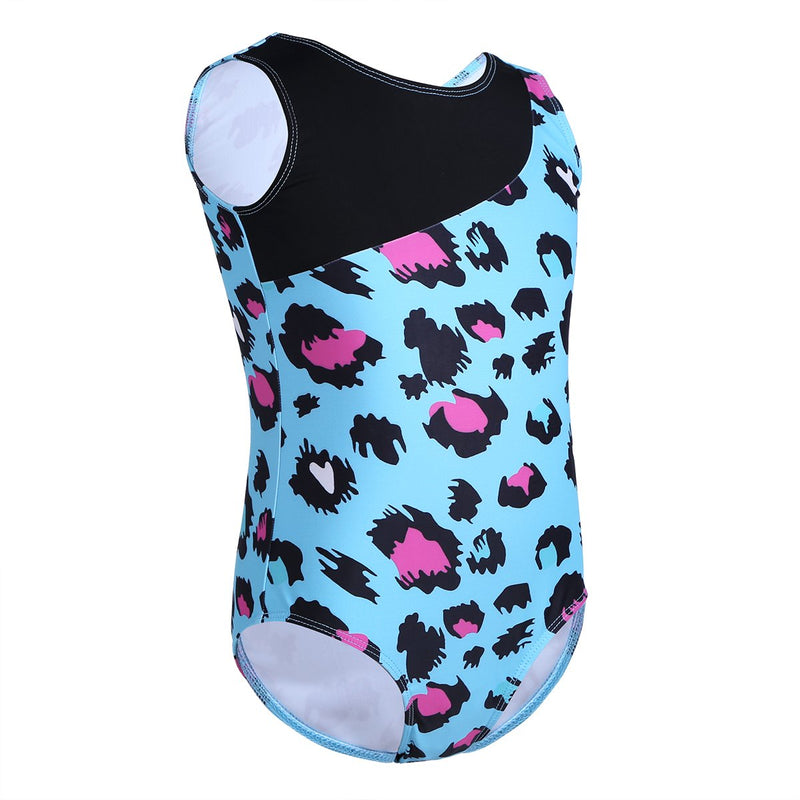 ACSUSS Kids Girls Leopard Printed Sleeveless Tank Top Leotard Ballet Dance Gymnastics Bodysuit Jumpsuit Dancewear Blue 2-3 - BeesActive Australia