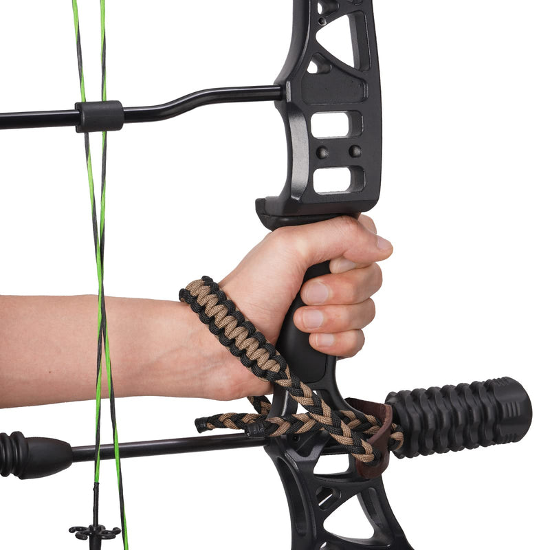 Aimdor Archery Bow Sling Adjustable Handle Grip Tape Hunting Wrist Sling Shooting Practice for Compound Bow Durable Leather with Grommet Camo - BeesActive Australia