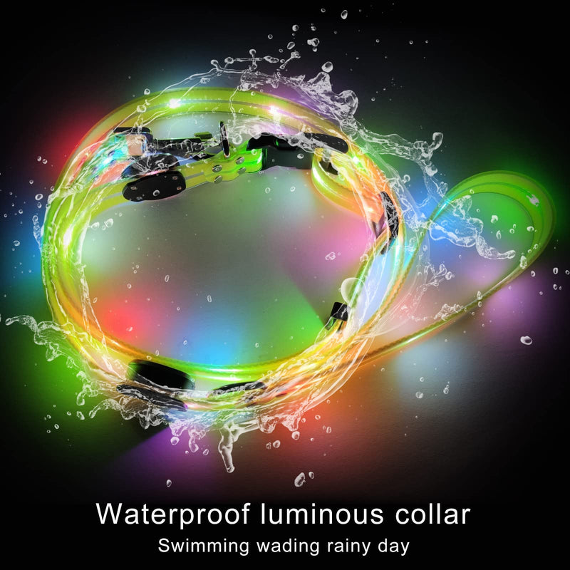 Led Light Up Dog Collars Lights for Night Time Walking Glow in The Dark Dog Leash and Harness Lighted USB Rechargeable for Large Medium Small Pet Yellow LED Collar+leash - BeesActive Australia