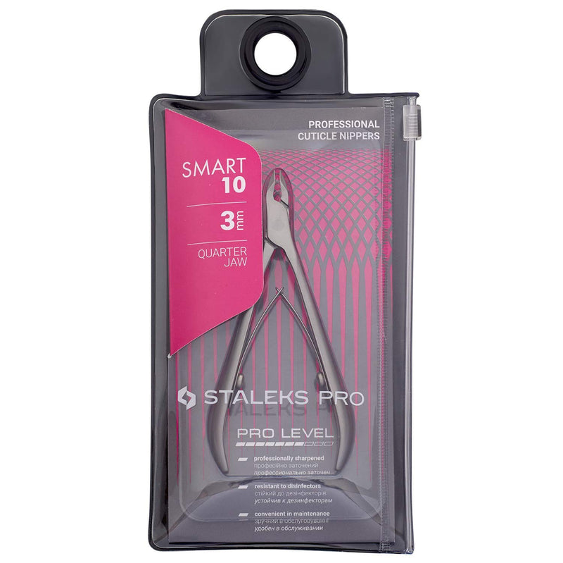 STALEKS PRO SMART 10 NS-10-3 CUTICLE NIPPERS 1/4 JAW 0.12 INCH 3 MM For Professionals and Experts Handmade in Europe with Blade Protector - BeesActive Australia