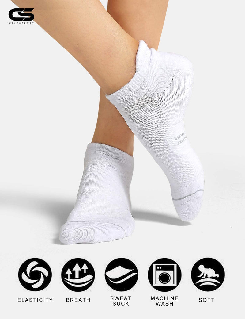 6 Pack Women's Ankle Running Socks Cushioned Low Cut Tab Athletic Socks White Medium - BeesActive Australia