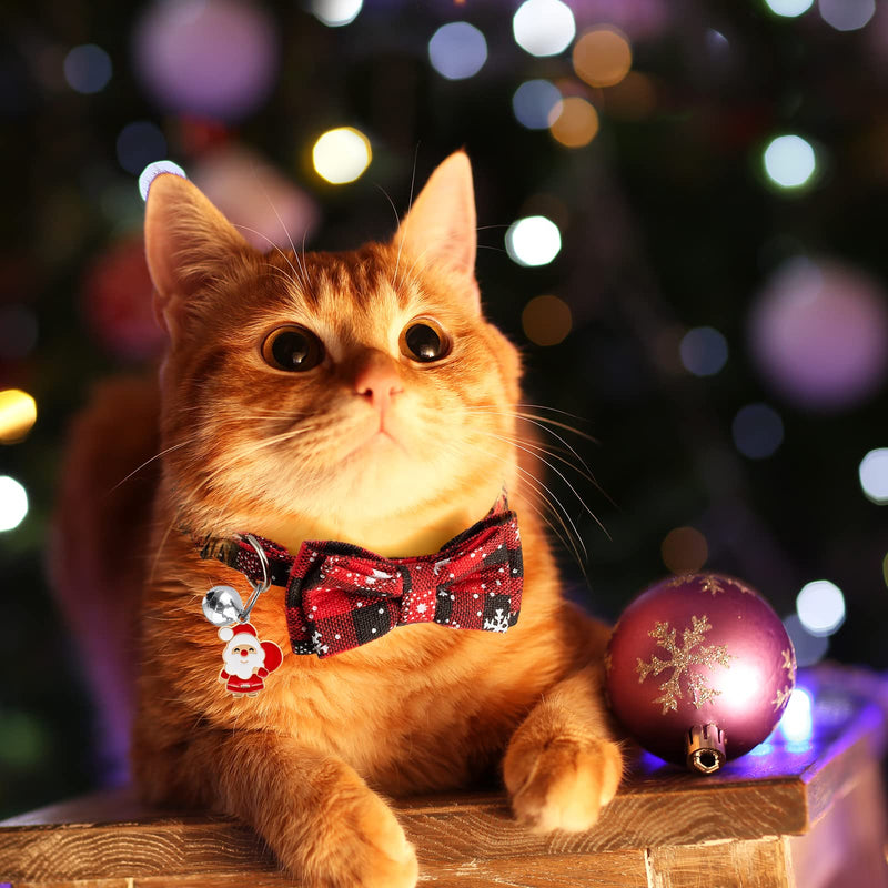LLHK 4 Pack Christmas Cat Collars with Bow Tie and Bell,Breakaway Kitten Collar for Girl Boy Cats,Adjustable 7-12inch, for Kitty Kitten Adult Cats,Pet Supplies,Stuff,Accessories. - BeesActive Australia