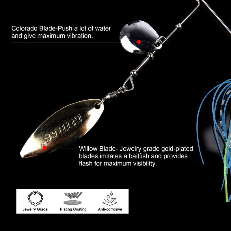 [AUSTRALIA] - Goture Fishing Lure for Bass, Spinner Baits Kits//Double Willow Blade//for Freshwater Chatterbait Fishing Lures Rooster Tail Jigs for Salmon Pike Trout Walleye（1/2/，3/8 Oz） Carina Series 2: 4 Pack (3/8oz) 