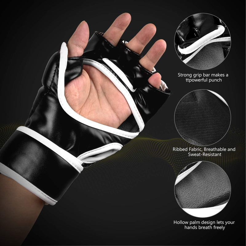 [AUSTRALIA] - Xinluying MMA Gloves Martial Arts Grappling Sparring Punch Bag UFC Boxing Training Half Mitts for Men Women Large 