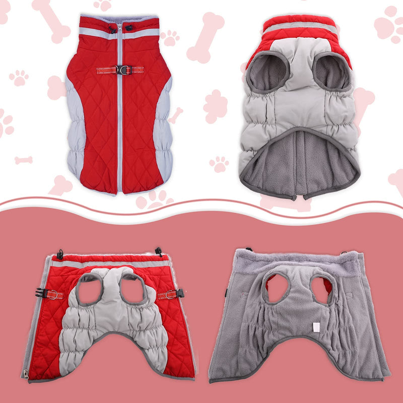 Lelepet Warm Dog Winter Coat Cold Weather Jacket Windproof Reflective Turtleneck Dog Vest with Plush Neckline D-Ring for Leash Thick Fleece Lining Dog Jacket Pet Apparel for Small Medium Large Dogs Red - BeesActive Australia