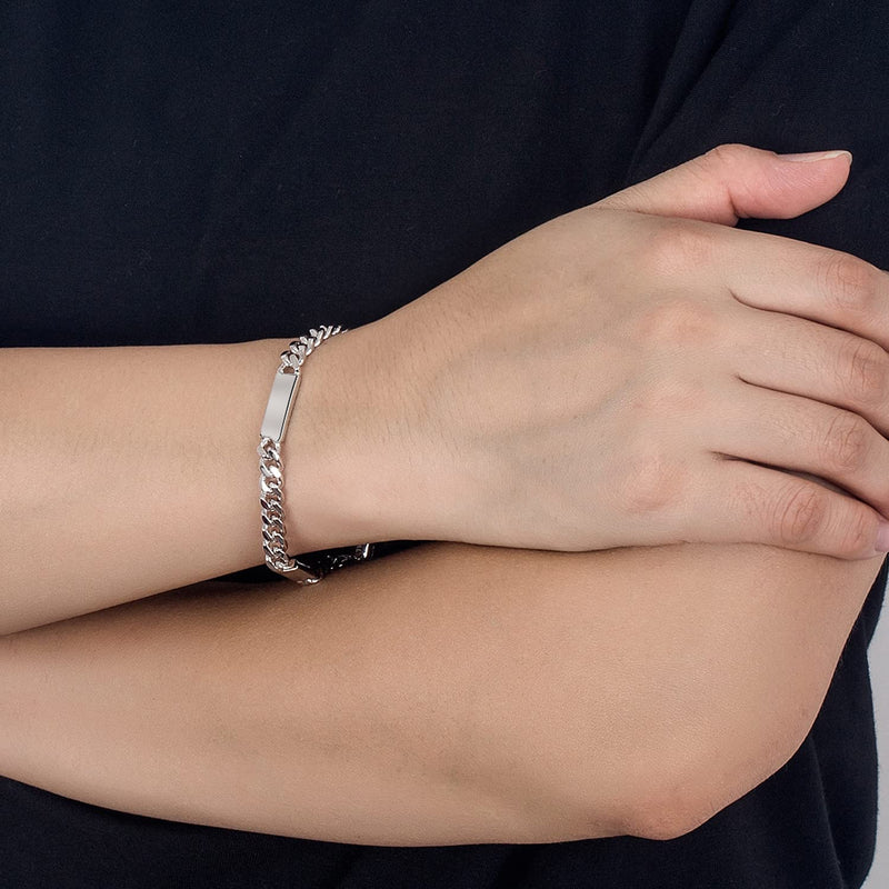 Men 6mm Miami Cuban Link Bracelet Rhodium Plated Hypoallergenic 925 Sterling Silver Fine Jewelry Hip Hop Cuff Chain Bangles For Women Teen Boy Birthday Gift Fashion Style 8 inch - BeesActive Australia