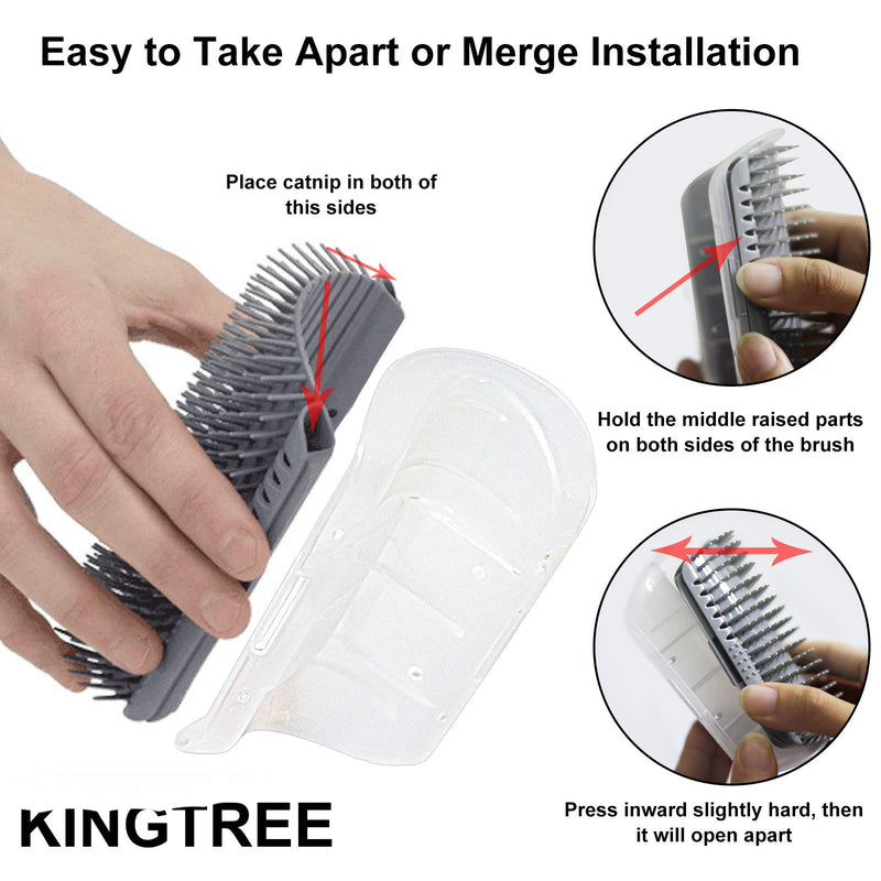 2 PACK Cat Self Groomer,Softer Cat Corner Scratcher For Wall With Catnip,Massage Comb Groomer Cat Corner Groomer,Pet Grooming Massage Kitten Brush,Cat Face Scratcher For Kitten with Long &Short Fur (Gray) Gray - BeesActive Australia
