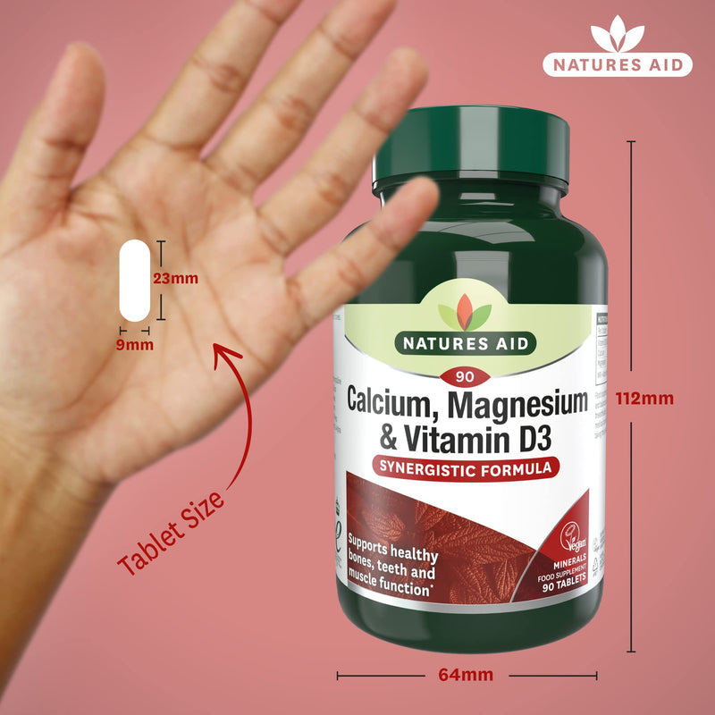 Natures Aid Calcium Magnesium and D3, Helps Maintain Normal Bones, Teeth and Muscle Function, Vegan, 90 Tablets Calcium Magnesium and D3, 90 Tablets - BeesActive Australia