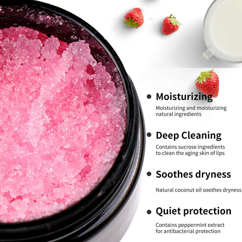 DAGEDA Lip Scrub,Coconut And Strawberry Fruity Sugar Lip Scrubs,Removes Dead Skin Exfoliator&Moisturizer With Cleansing Nourishing Lip Skin Care For Peeling Chapped Lips,Ultra-Hydrating Lip Treatment Coconut & Strawberry - BeesActive Australia