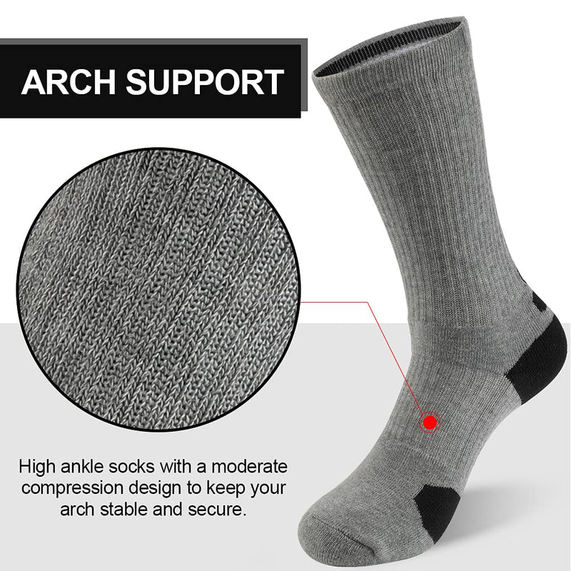 Men's Athletic Crew Socks Basketball Socks Sport Compression Cushion Socks for Running and Training (6 Pairs) Mix Color - 6 Pairs - BeesActive Australia