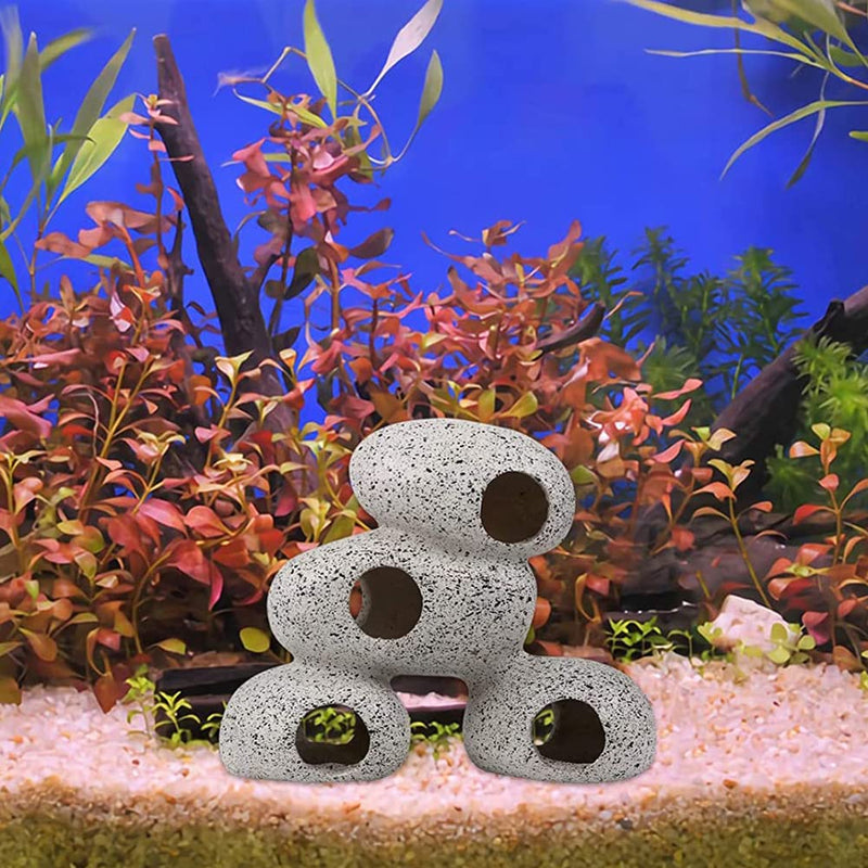 SLOCME Aquarium Rock Caves Decoration - Cichlids Rock Caves for Shrimp Cichlid Hiding Breeding Spawning, Fish Can Swim Through The Rock Hole, 4 Stone - BeesActive Australia